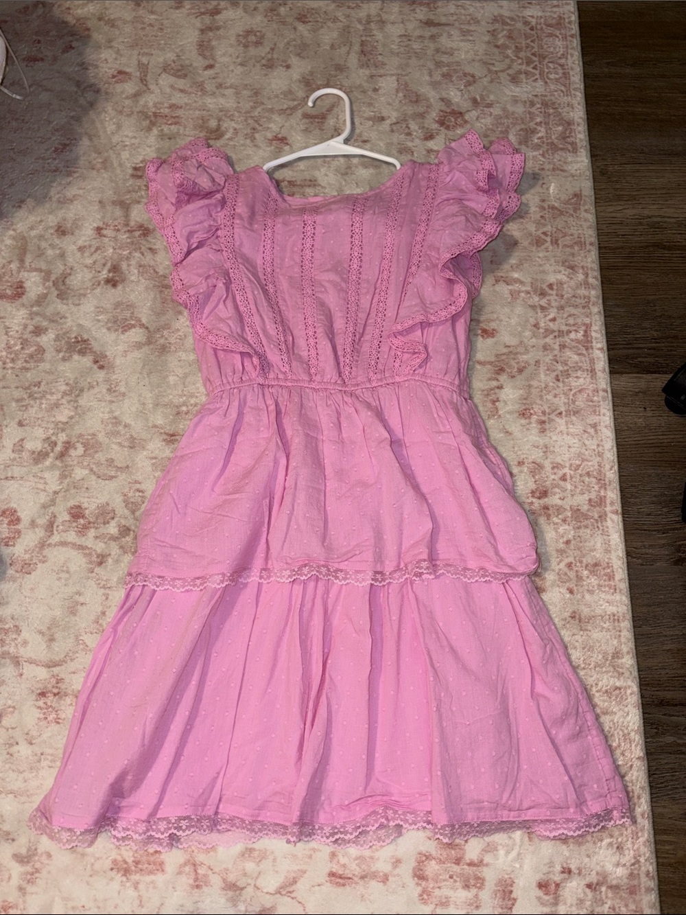 Girls' Pink Ruffled Tiered Dress
